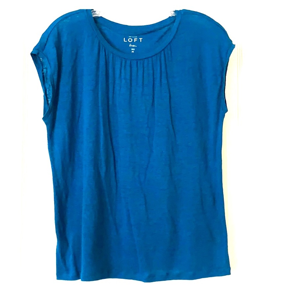 Ann Taylor Loft aqua linen tee size M